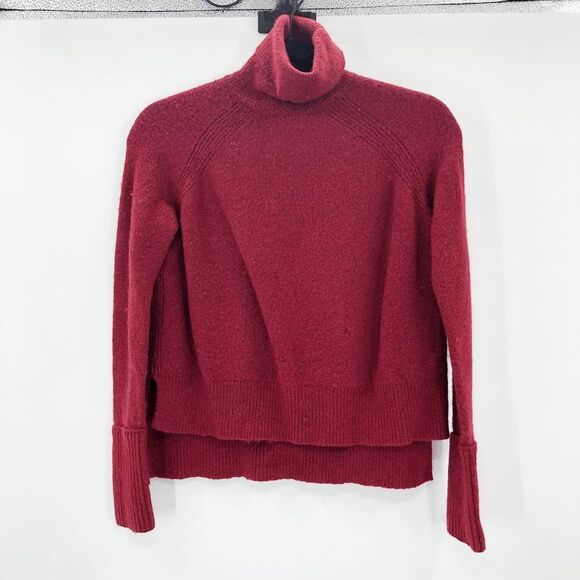 J. Crew Women's Red Burgundy Hi Low Turtleneck Sweater Size XS - Picture 2 of 5